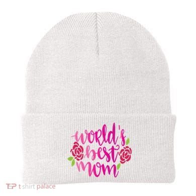 Worlds Best Mom Flower Beanie