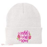 Worlds Best Mom Flower Beanie thumb 0