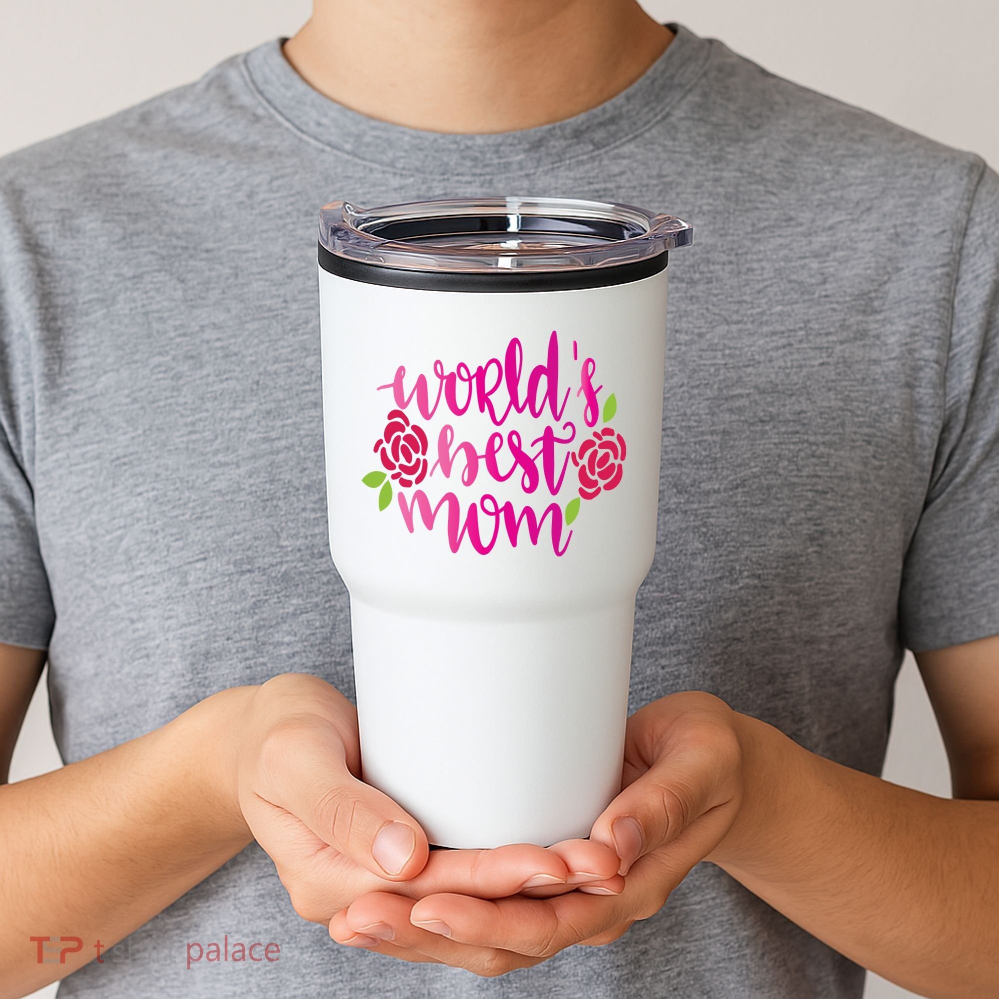 Worlds Best Mom Flower Tumbler