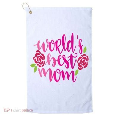 Worlds Best Mom Flower Golf Towel