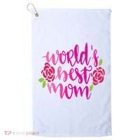 Worlds Best Mom Flower Golf Towel thumb 0