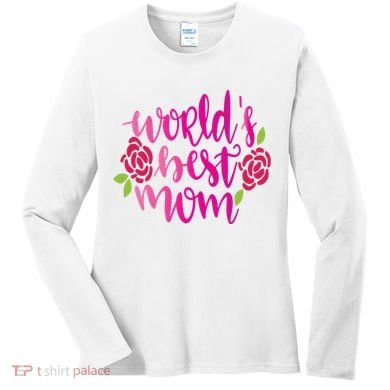 Worlds Best Mom Flower Women's Long Sleeve Shirt