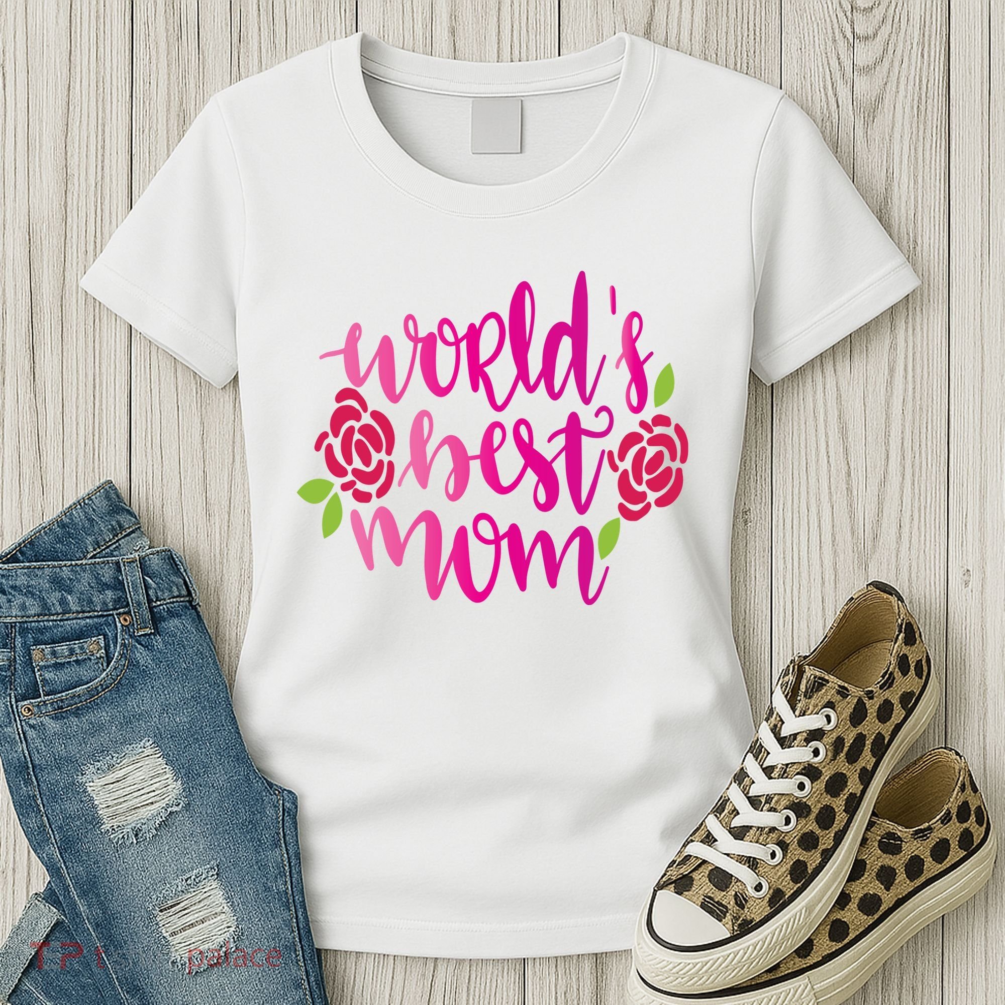 Worlds Best Mom Flower Women's T-Shirt