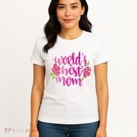 Worlds Best Mom Flower Women's T-Shirt thumb 4