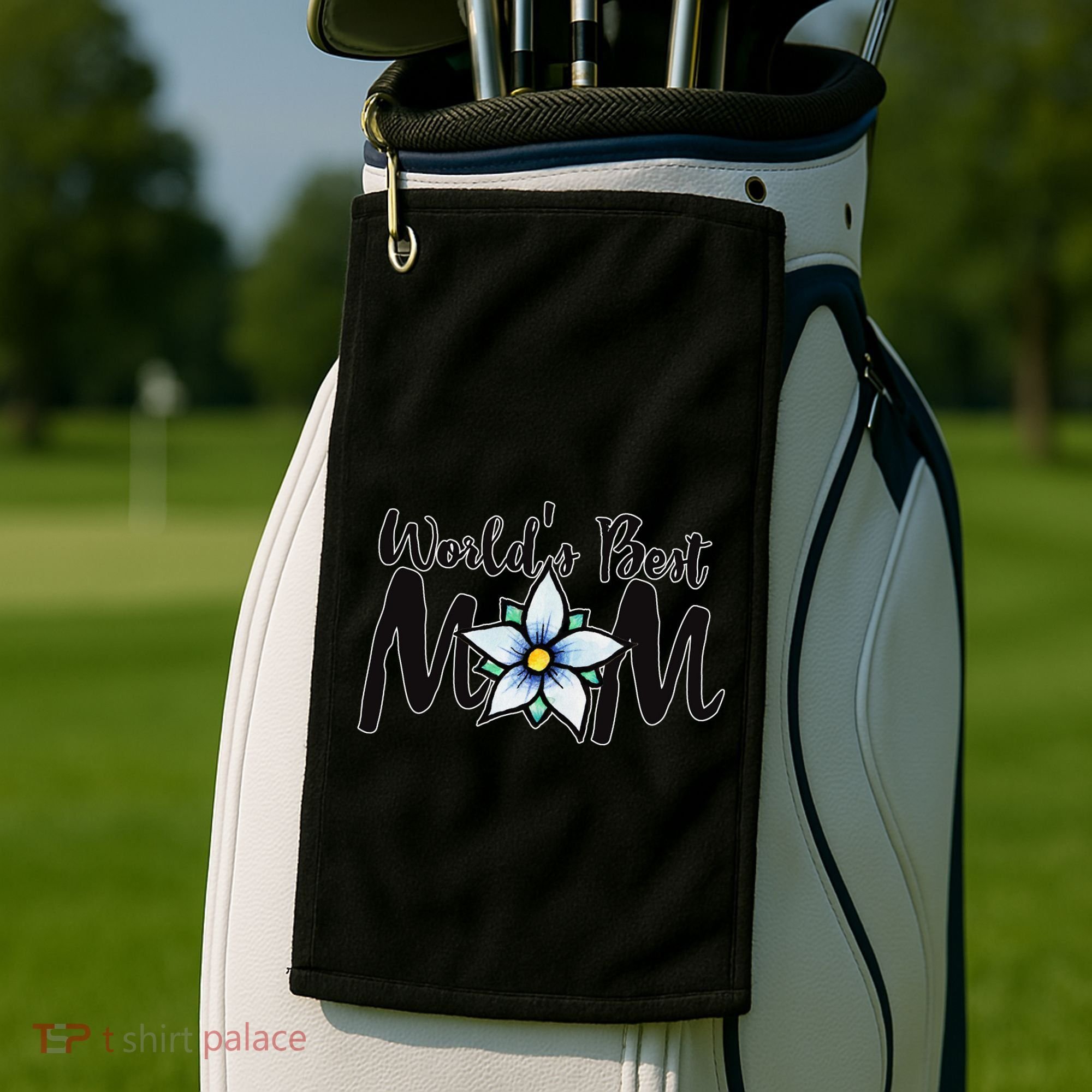 World's Best Mom Flower Golf Towel