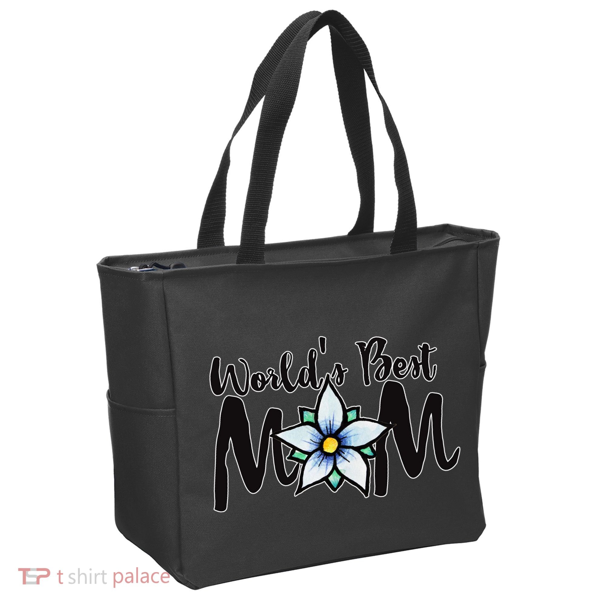 World's Best Mom Flower Tote Bag