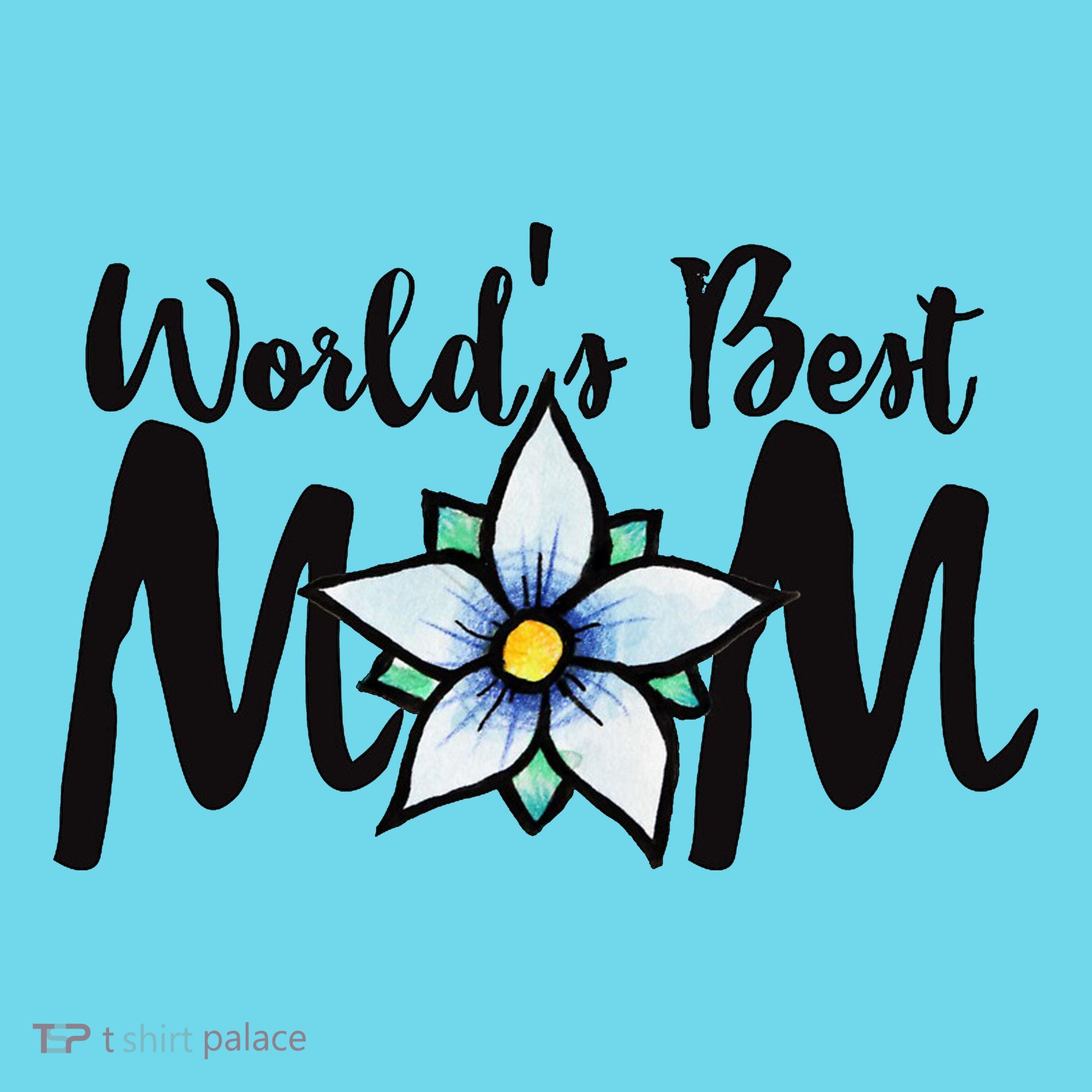 World's Best Mom Flower Button