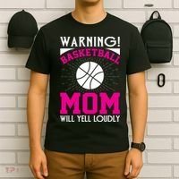 Warning! Basketball Mom Will Yell Loudly Funny Sport T-Shirt thumb 6