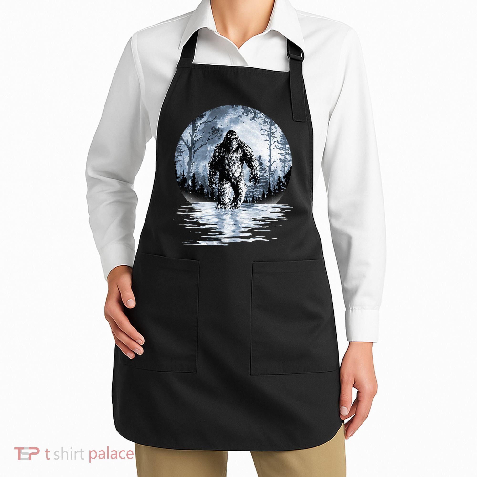 Women Bigfoot Moon Lunar Sasquatch Apron