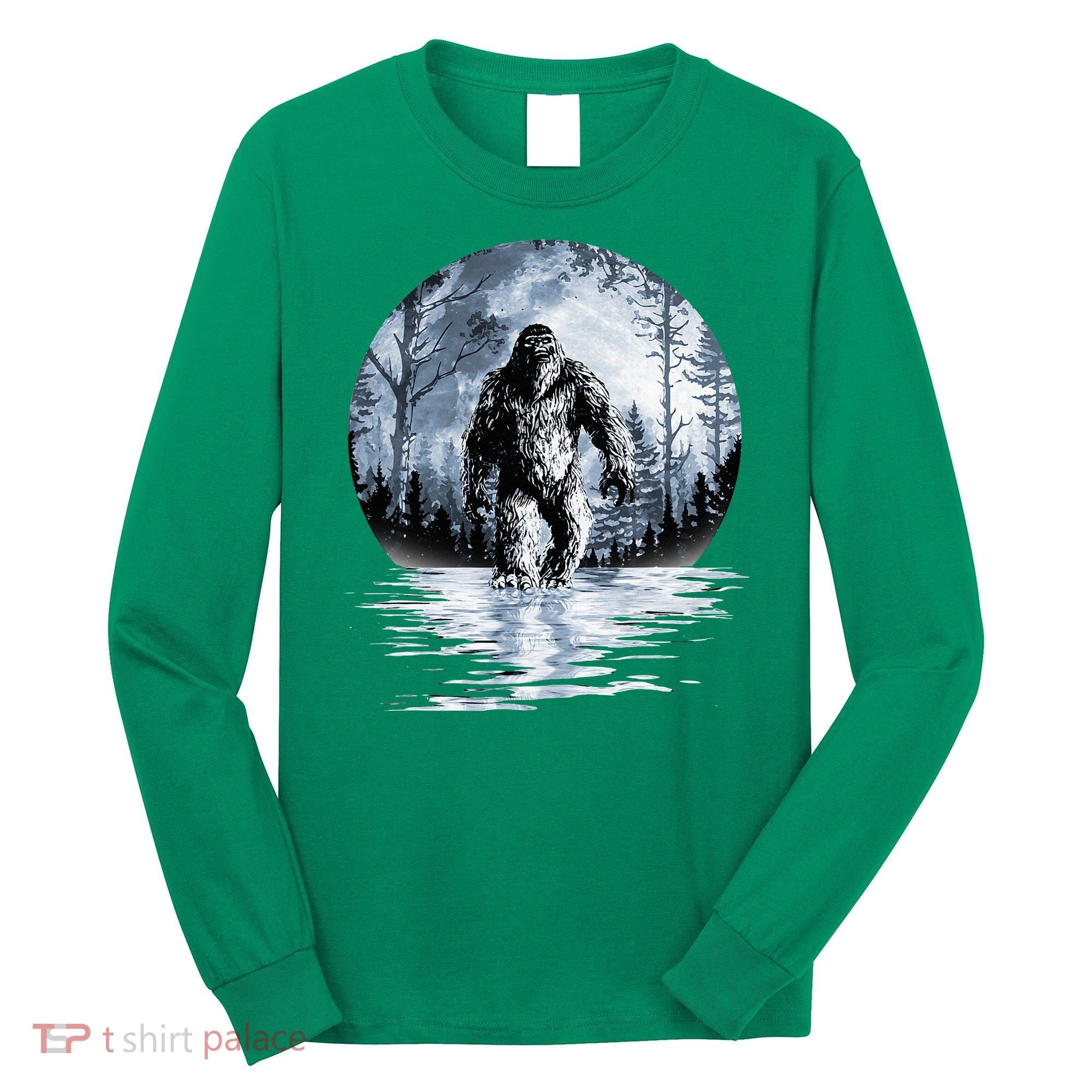 Women Bigfoot Moon Lunar Sasquatch Long Sleeve Shirt