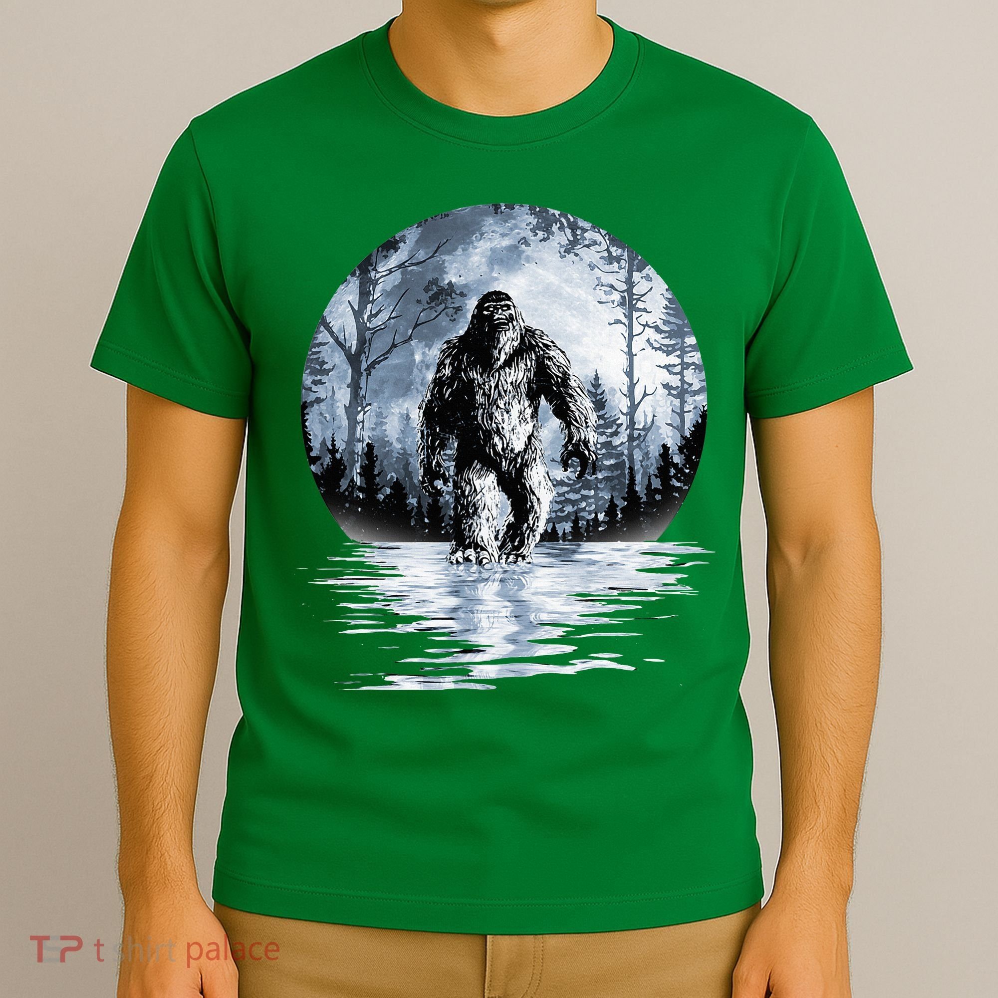 Women Bigfoot Moon Lunar Sasquatch T-Shirt