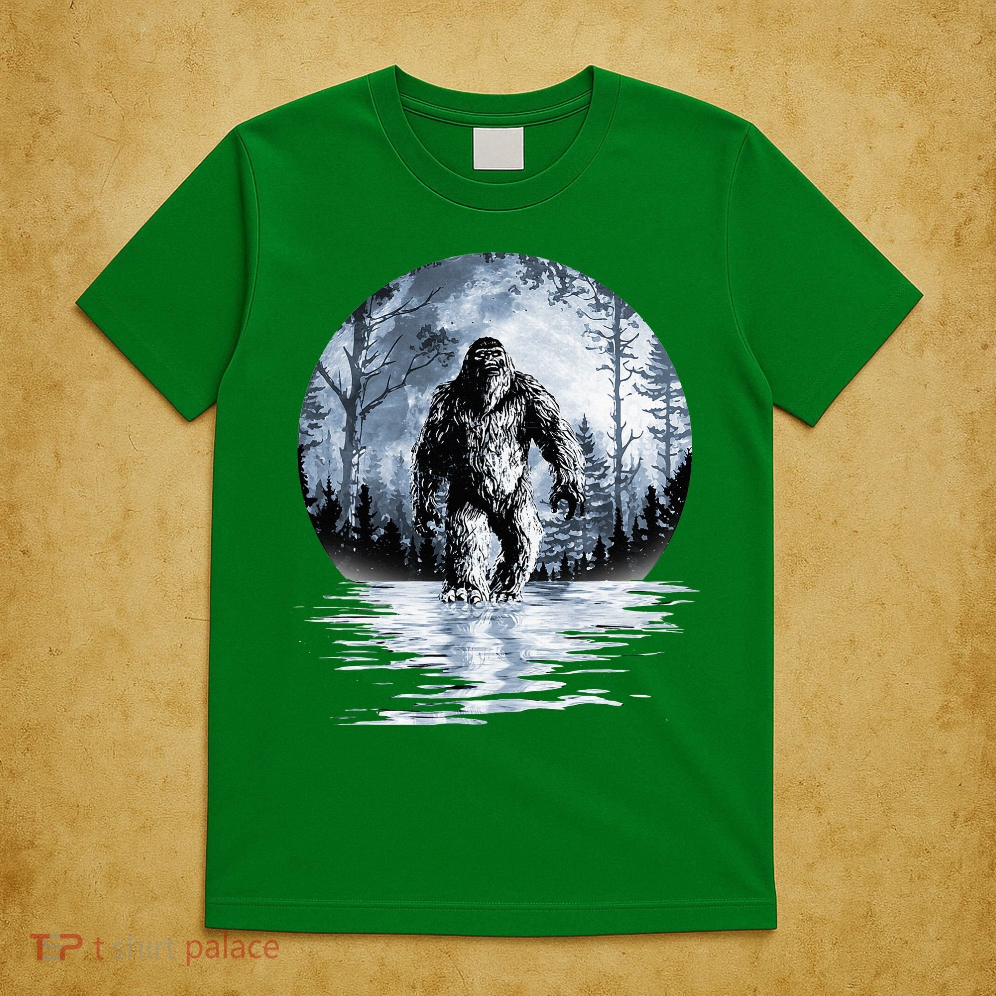 Women Bigfoot Moon Lunar Sasquatch T-Shirt
