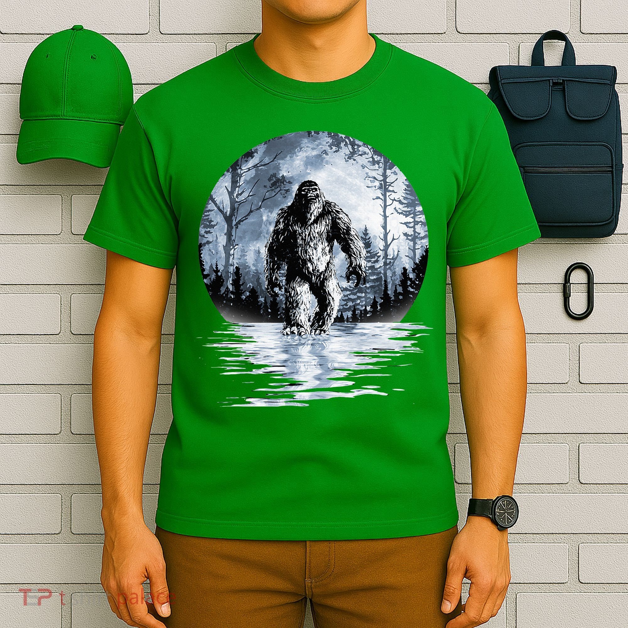 Women Bigfoot Moon Lunar Sasquatch T-Shirt
