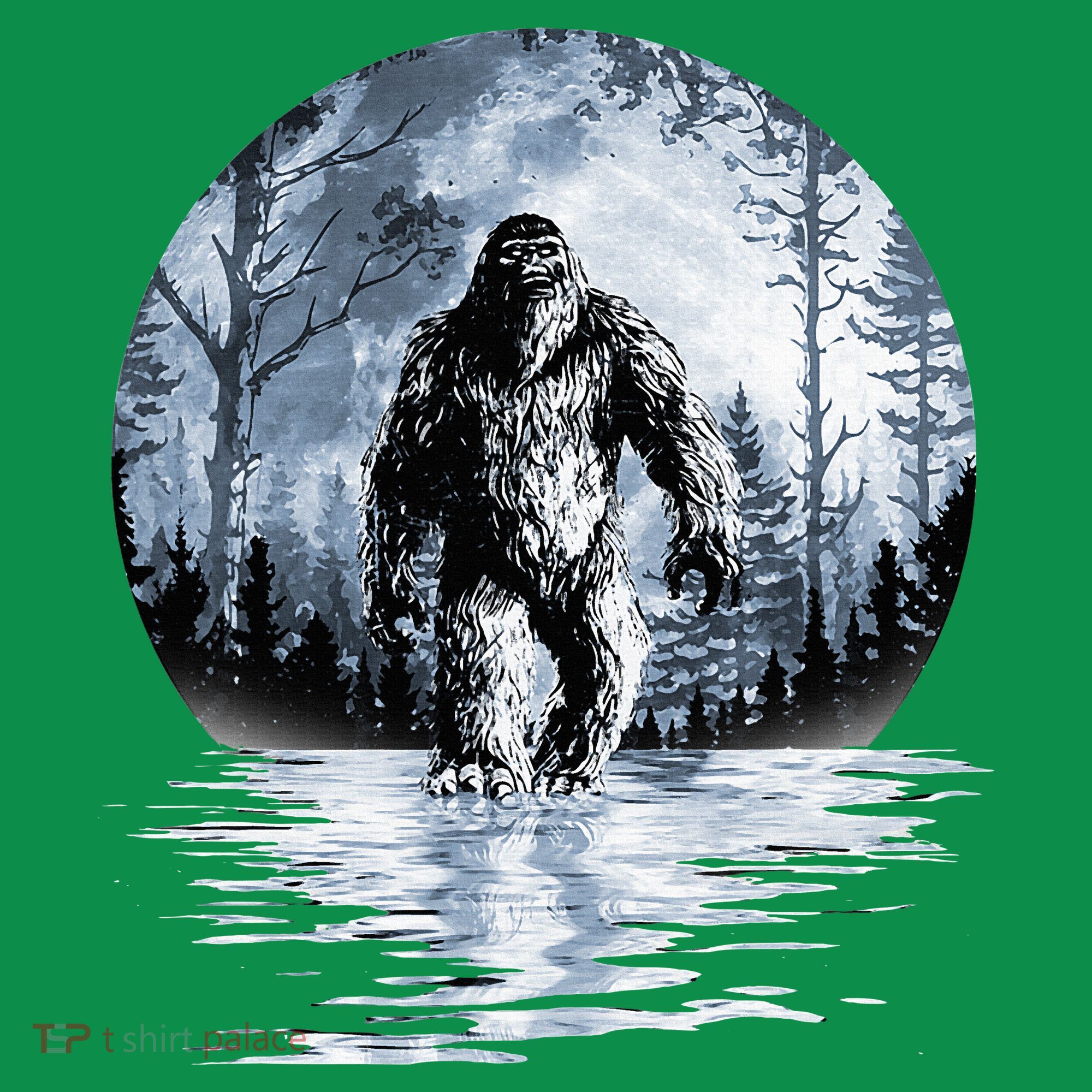 Women Bigfoot Moon Lunar Sasquatch Button