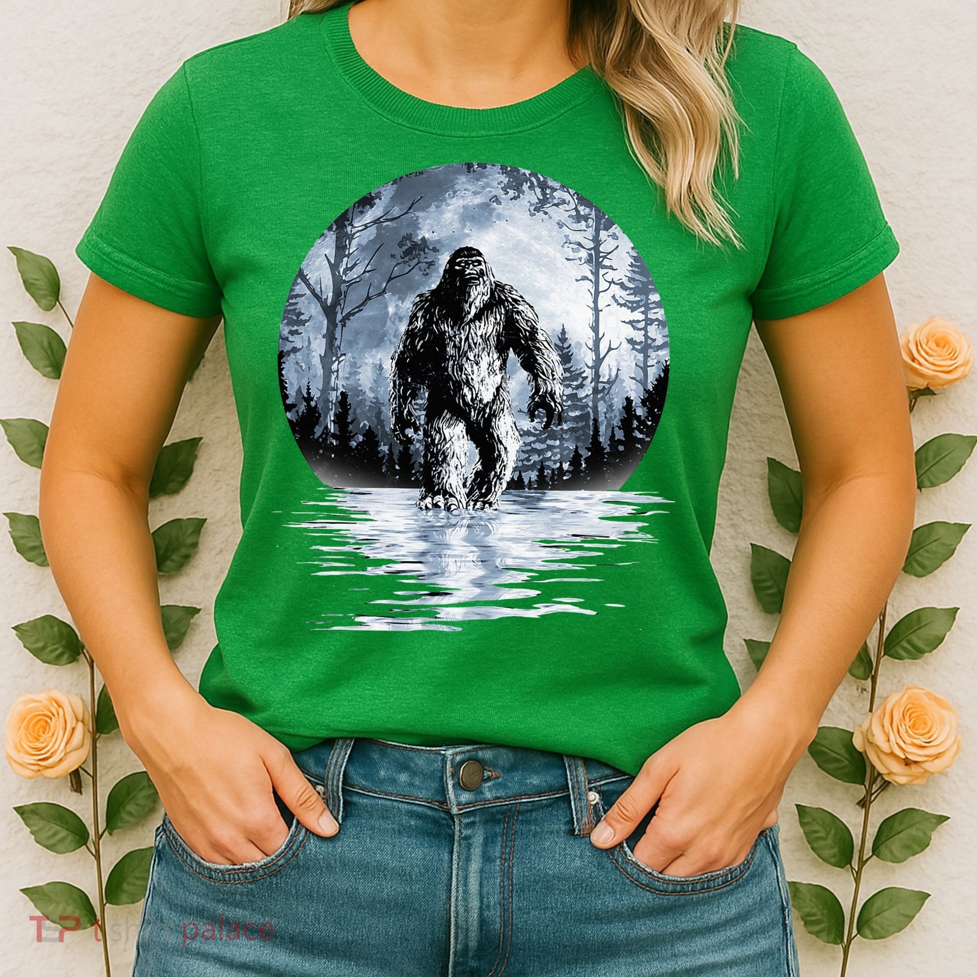 Women Bigfoot Moon Lunar Sasquatch Women's T-Shirt
