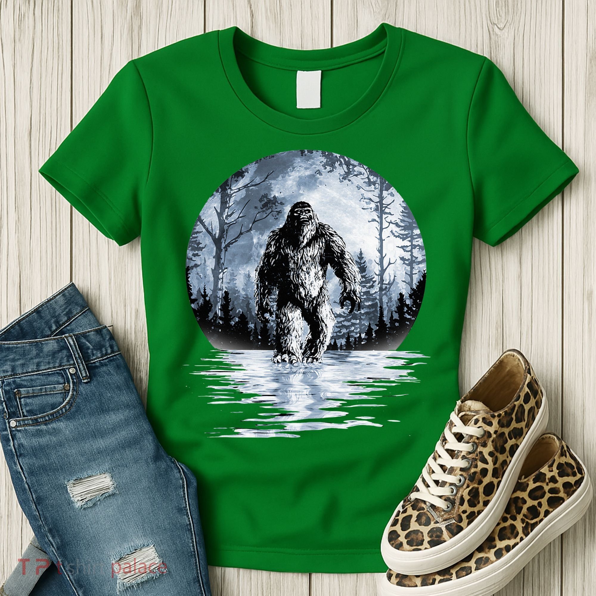 Women Bigfoot Moon Lunar Sasquatch Women's T-Shirt