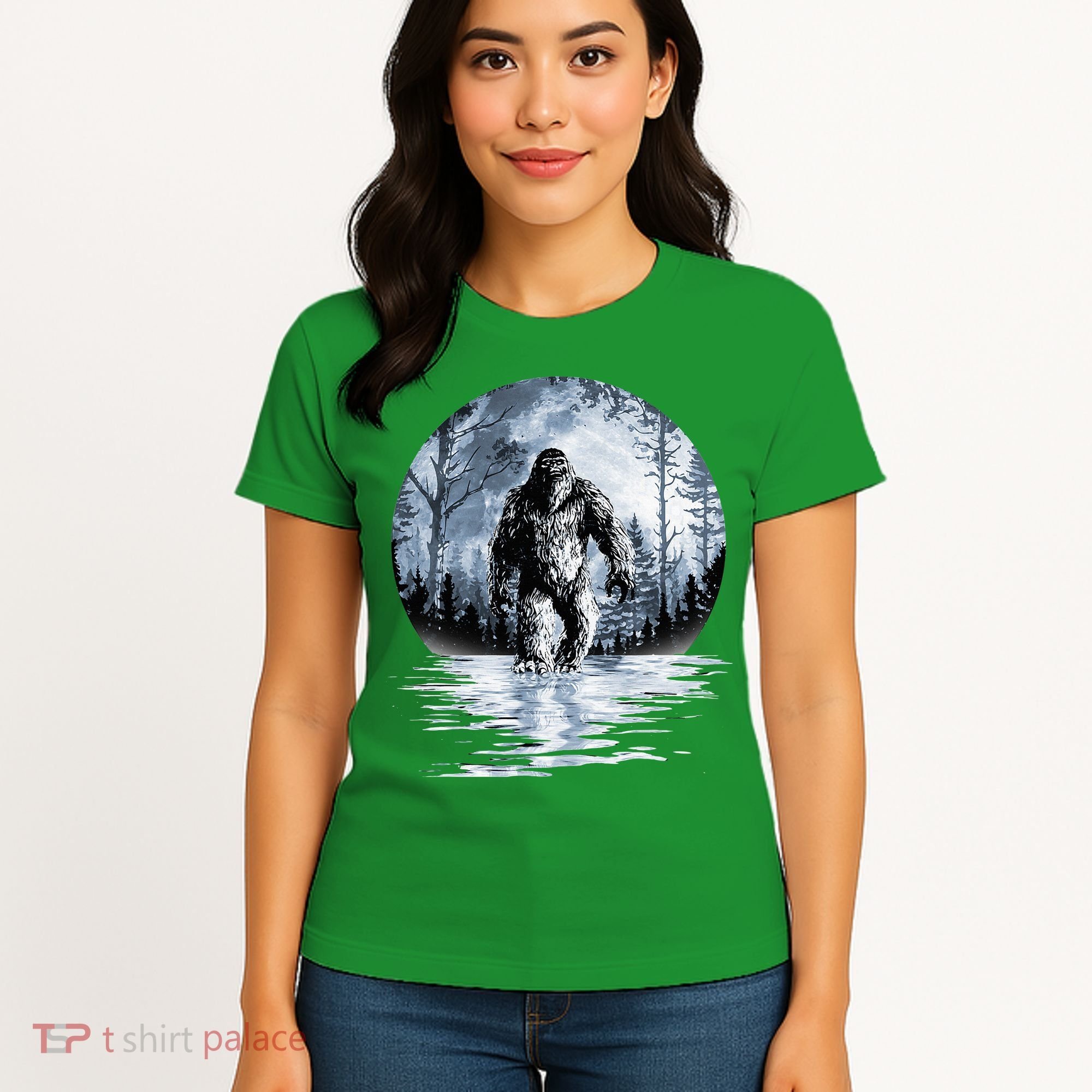Women Bigfoot Moon Lunar Sasquatch Women's T-Shirt