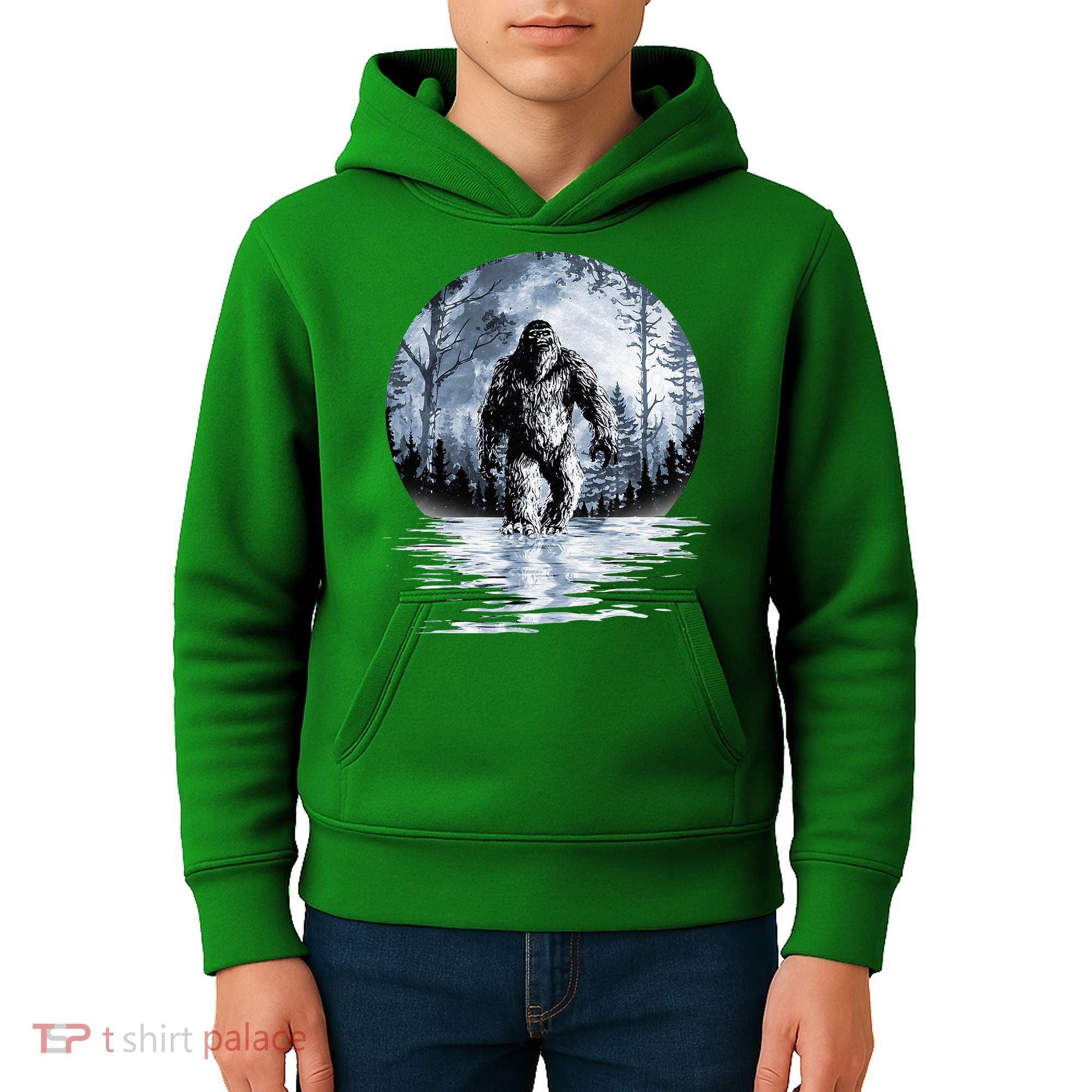Women Bigfoot Moon Lunar Sasquatch Kids Hoodie