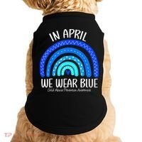 Wear Blue Messy Bun Child Abuse Prevention Awareness Doggie Tank thumb 0