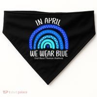 Wear Blue Messy Bun Child Abuse Prevention Awareness USA-Made Doggie Bandana thumb 0