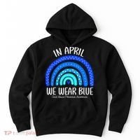 Wear Blue Messy Bun Child Abuse Prevention Awareness Hoodie thumb 0