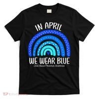Wear Blue Messy Bun Child Abuse Prevention Awareness T-Shirt thumb 0