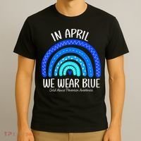 Wear Blue Messy Bun Child Abuse Prevention Awareness T-Shirt thumb 3