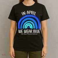 Wear Blue Messy Bun Child Abuse Prevention Awareness T-Shirt thumb 4