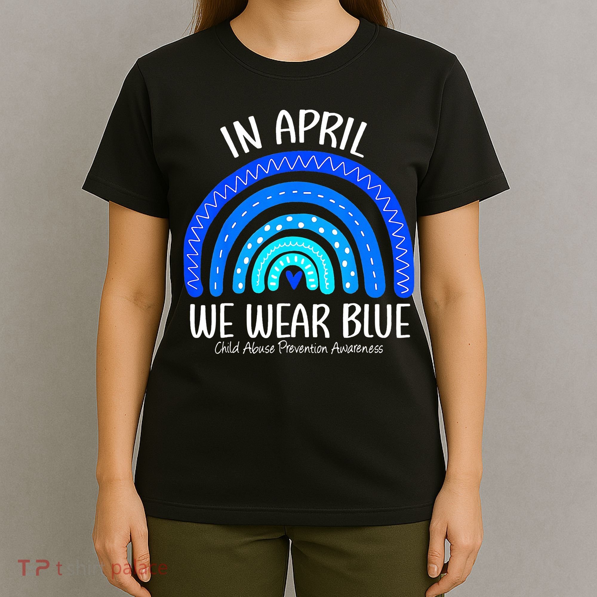 Wear Blue Messy Bun Child Abuse Prevention Awareness T-Shirt
