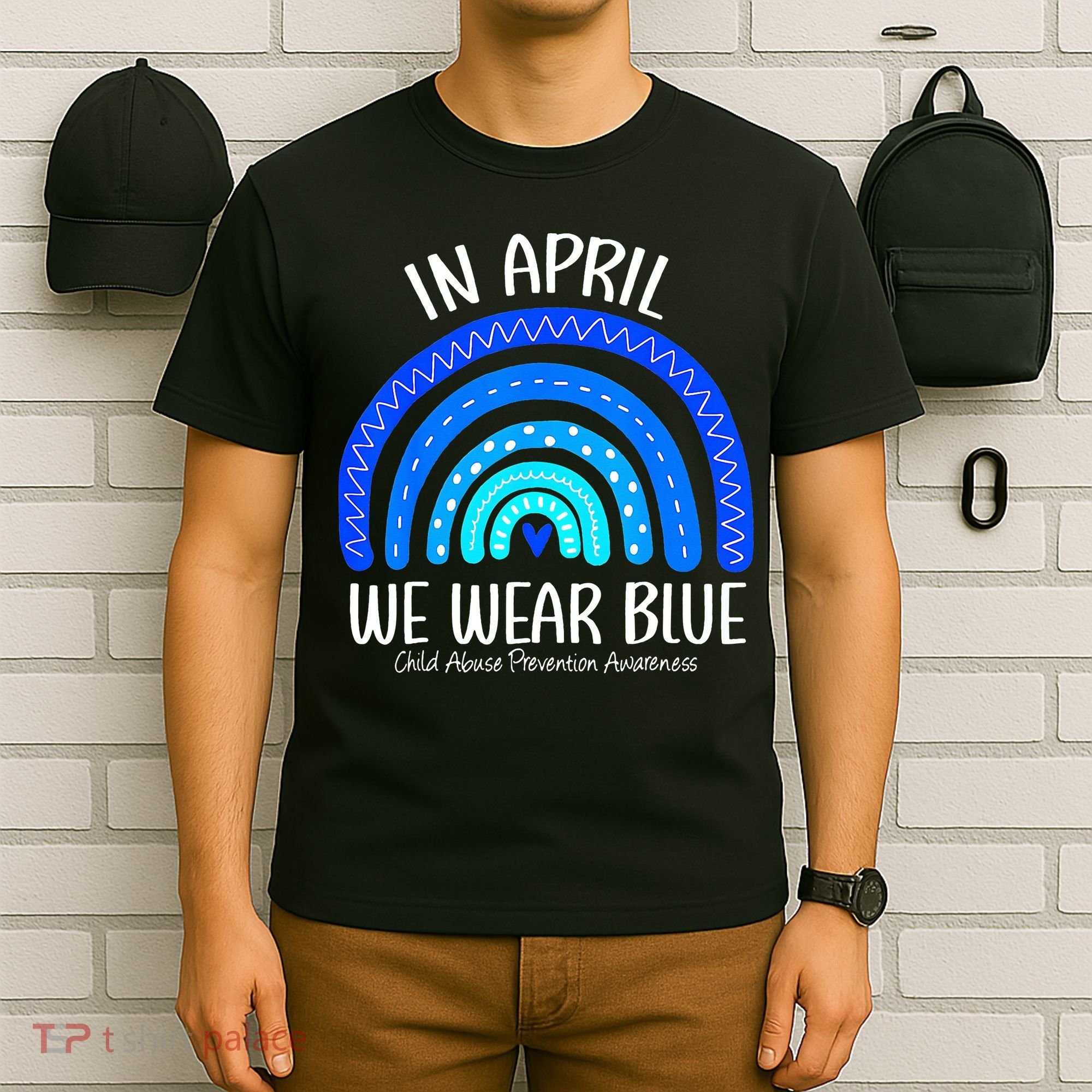 Wear Blue Messy Bun Child Abuse Prevention Awareness T-Shirt