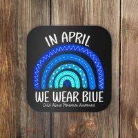 Wear Blue Messy Bun Child Abuse Prevention Awareness Coaster thumb 0