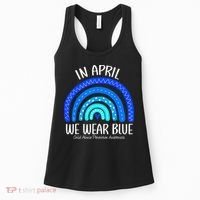 Wear Blue Messy Bun Child Abuse Prevention Awareness Women's Tank Top thumb 0
