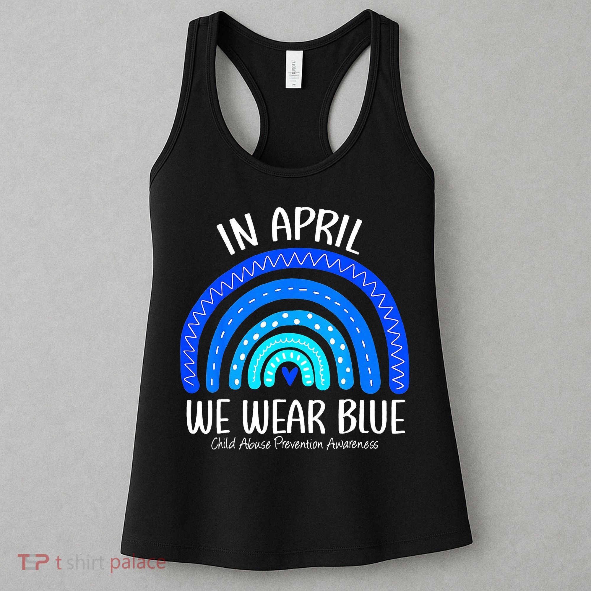 Wear Blue Messy Bun Child Abuse Prevention Awareness Women's Tank Top
