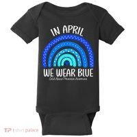 Wear Blue Messy Bun Child Abuse Prevention Awareness Baby Bodysuit thumb 0