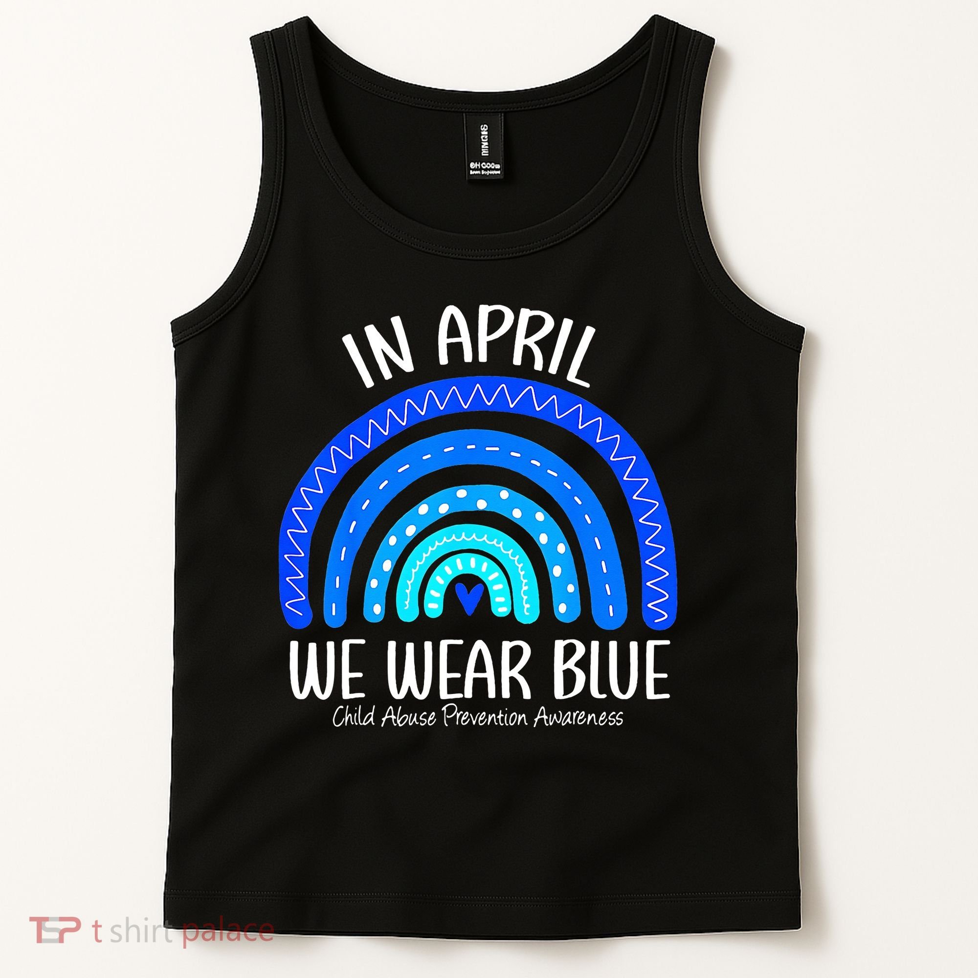Wear Blue Messy Bun Child Abuse Prevention Awareness Tank Top