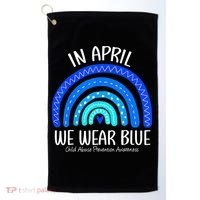 Wear Blue Messy Bun Child Abuse Prevention Awareness Golf Towel thumb 0