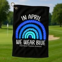 Wear Blue Messy Bun Child Abuse Prevention Awareness Golf Towel thumb 1