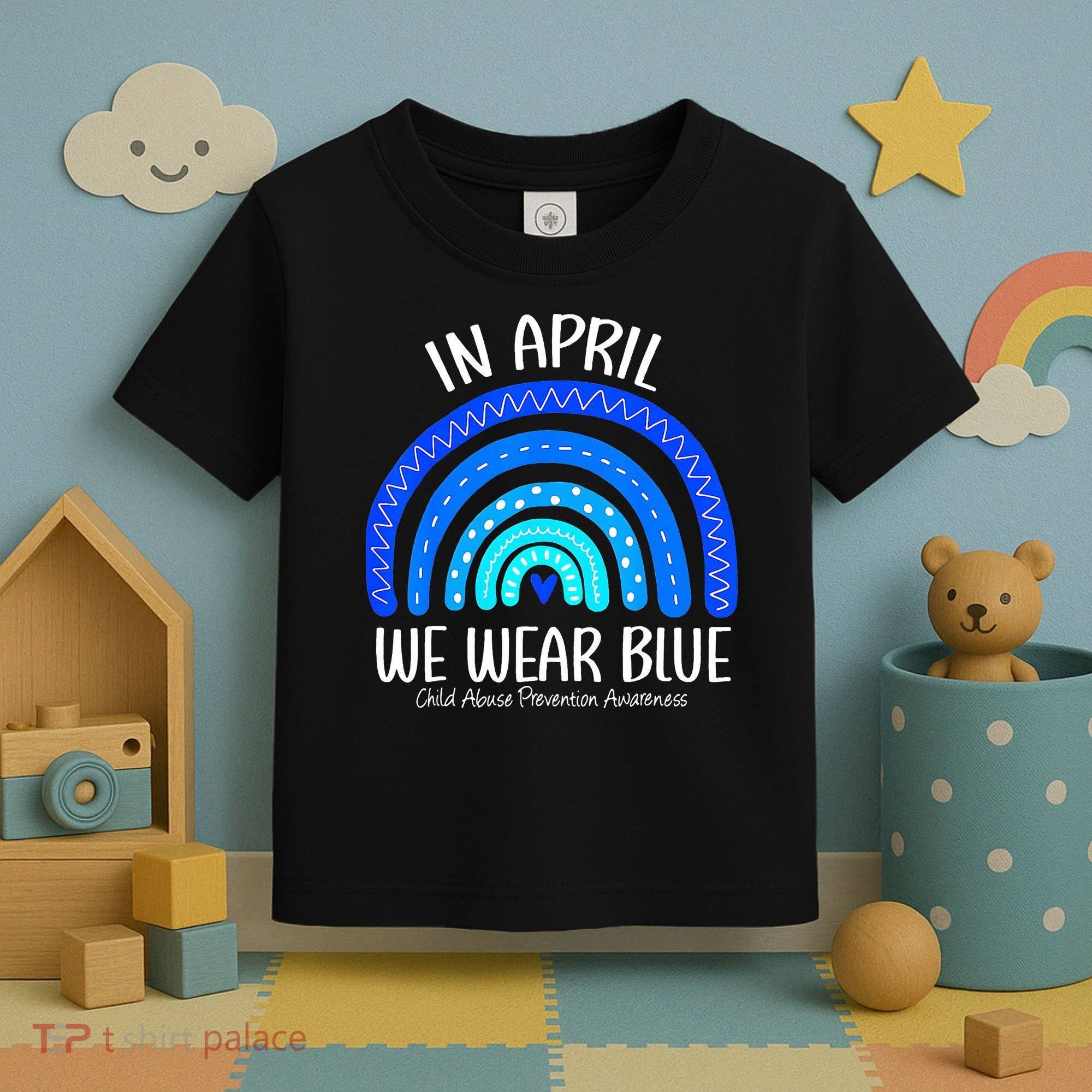 Wear Blue Messy Bun Child Abuse Prevention Awareness Toddler T-Shirt