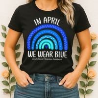 Wear Blue Messy Bun Child Abuse Prevention Awareness Women's T-Shirt thumb 2