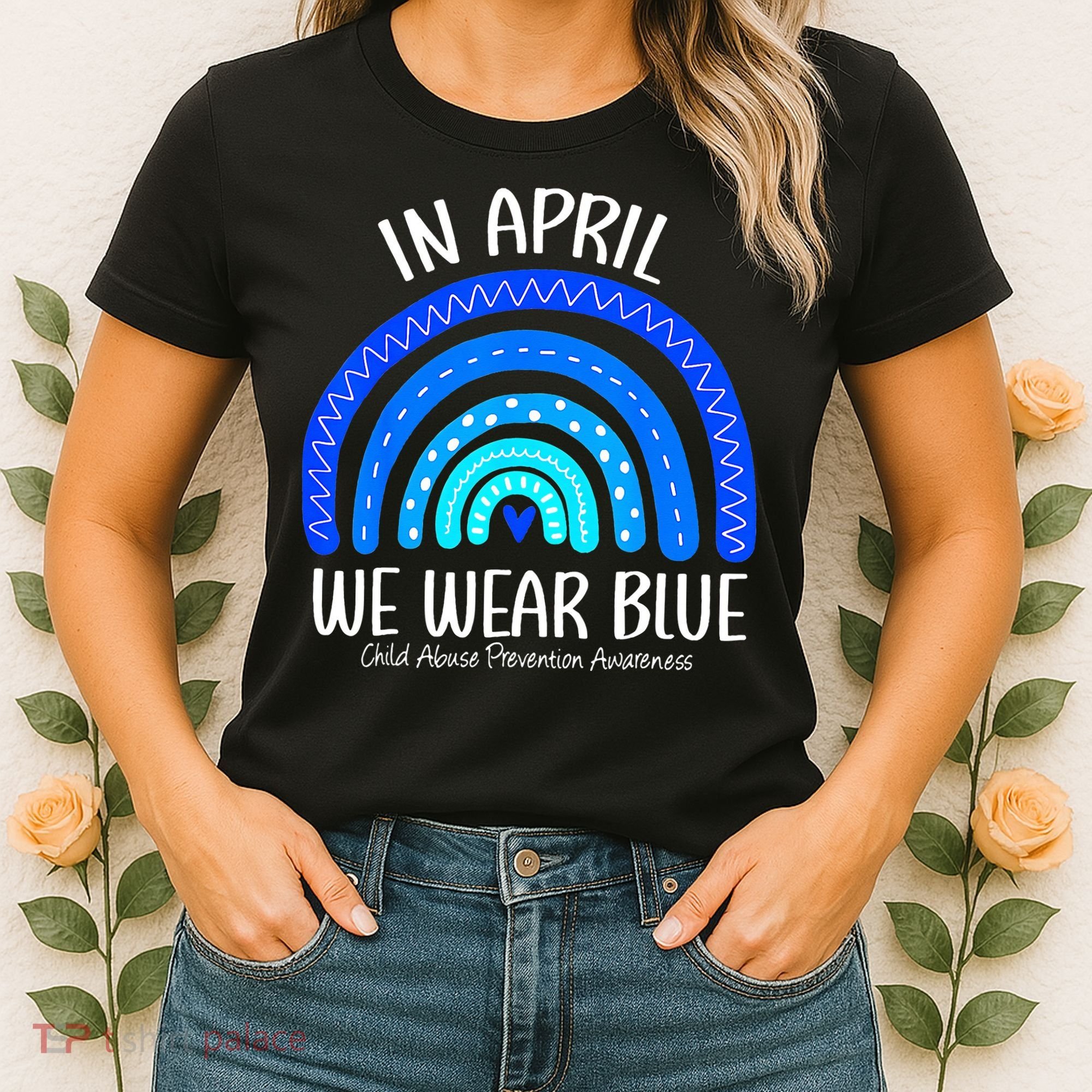 Wear Blue Messy Bun Child Abuse Prevention Awareness Women's T-Shirt