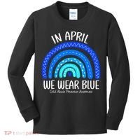 Wear Blue Messy Bun Child Abuse Prevention Awareness Kids Long Sleeve Shirt thumb 0