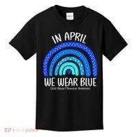 Wear Blue Messy Bun Child Abuse Prevention Awareness Kids T-Shirt thumb 0