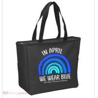 Wear Blue Messy Bun Child Abuse Prevention Awareness Tote Bag thumb 2