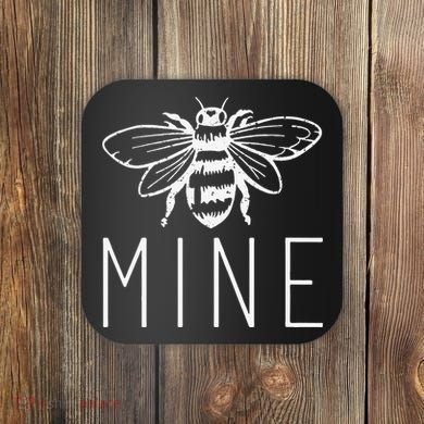 Women's BEE MINE Bumblebee Cute Retro Valentine's Day Coaster
