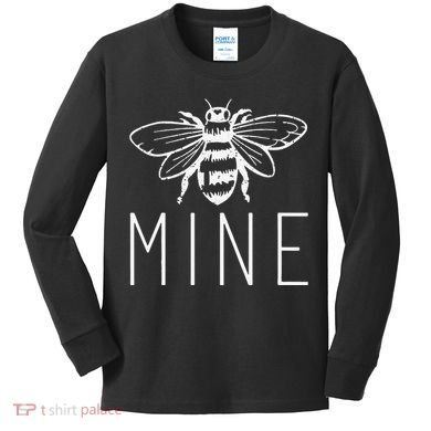 Women's BEE MINE Bumblebee Cute Retro Valentine's Day Kids Long Sleeve Shirt