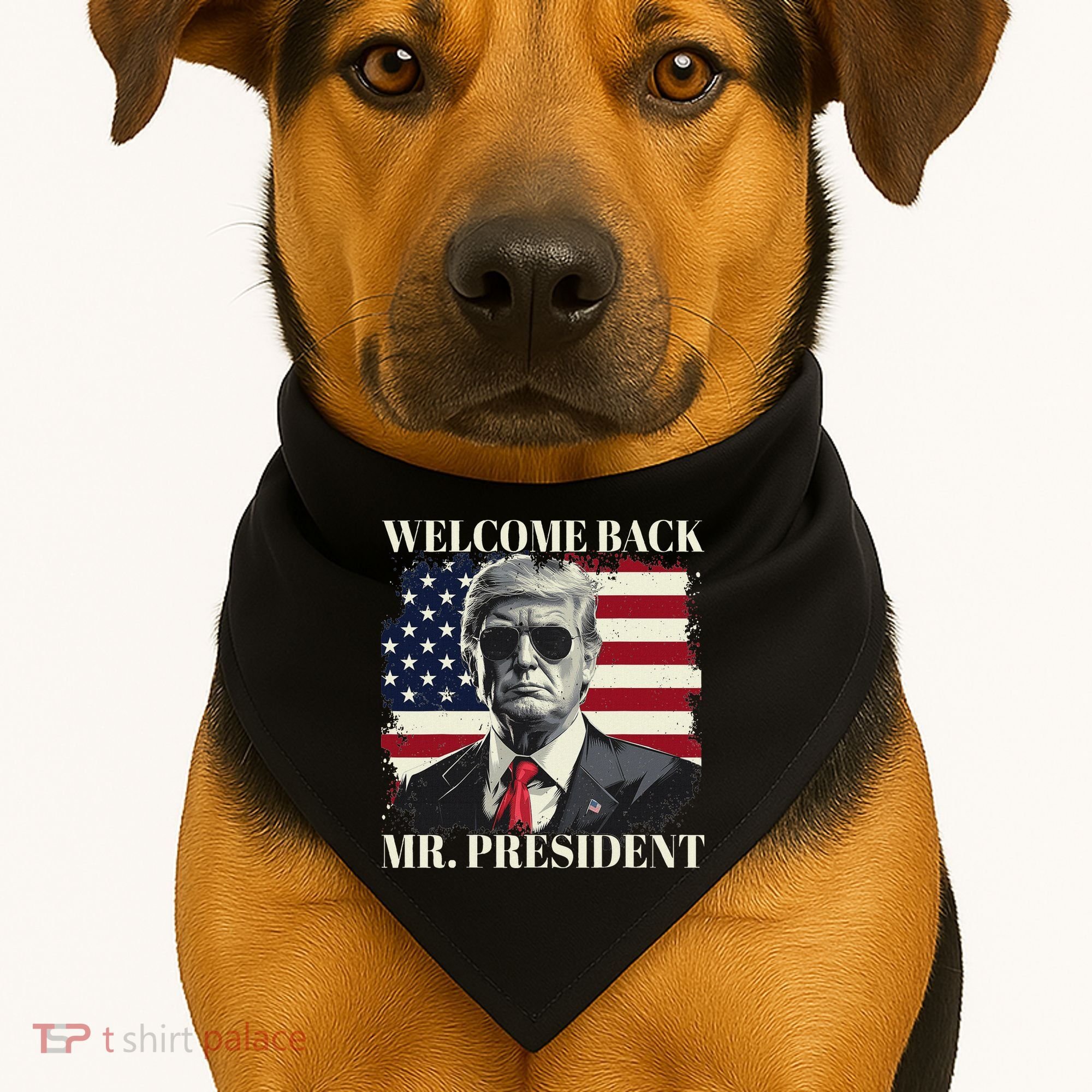 Welcome Back Mr President Trump Power Patriotic Usa Flag USA-Made Doggie Bandana