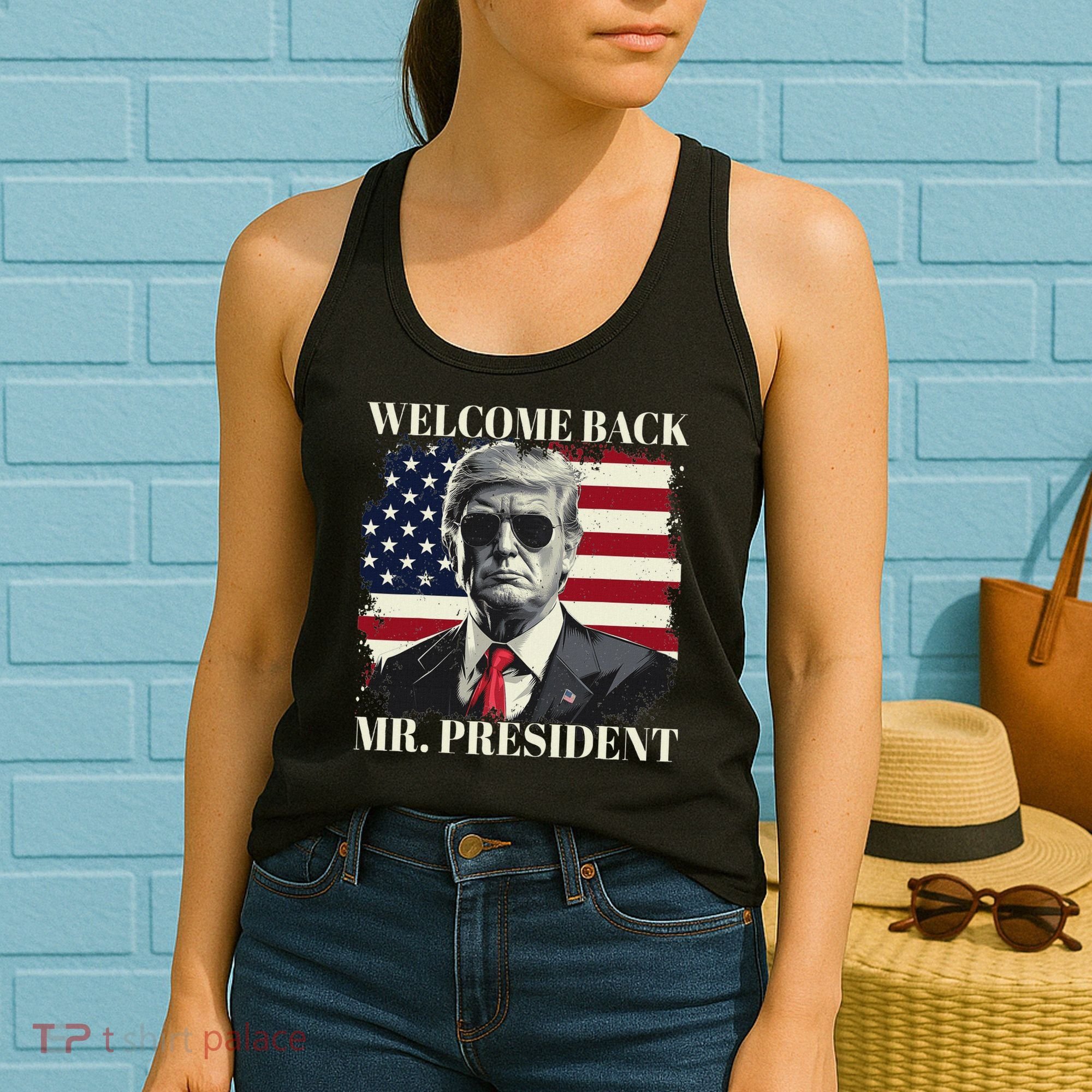 Welcome Back Mr President Trump Power Patriotic Usa Flag Women's Tank Top