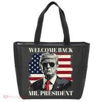 Welcome Back Mr President Trump Power Patriotic Usa Flag Tote Bag thumb 0