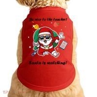 Wo Be Nice To The Teacher. Santa Is Watching! A Fun Christmas Doggie Tank thumb 0