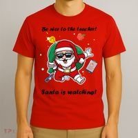 Wo Be Nice To The Teacher. Santa Is Watching! A Fun Christmas T-Shirt thumb 3